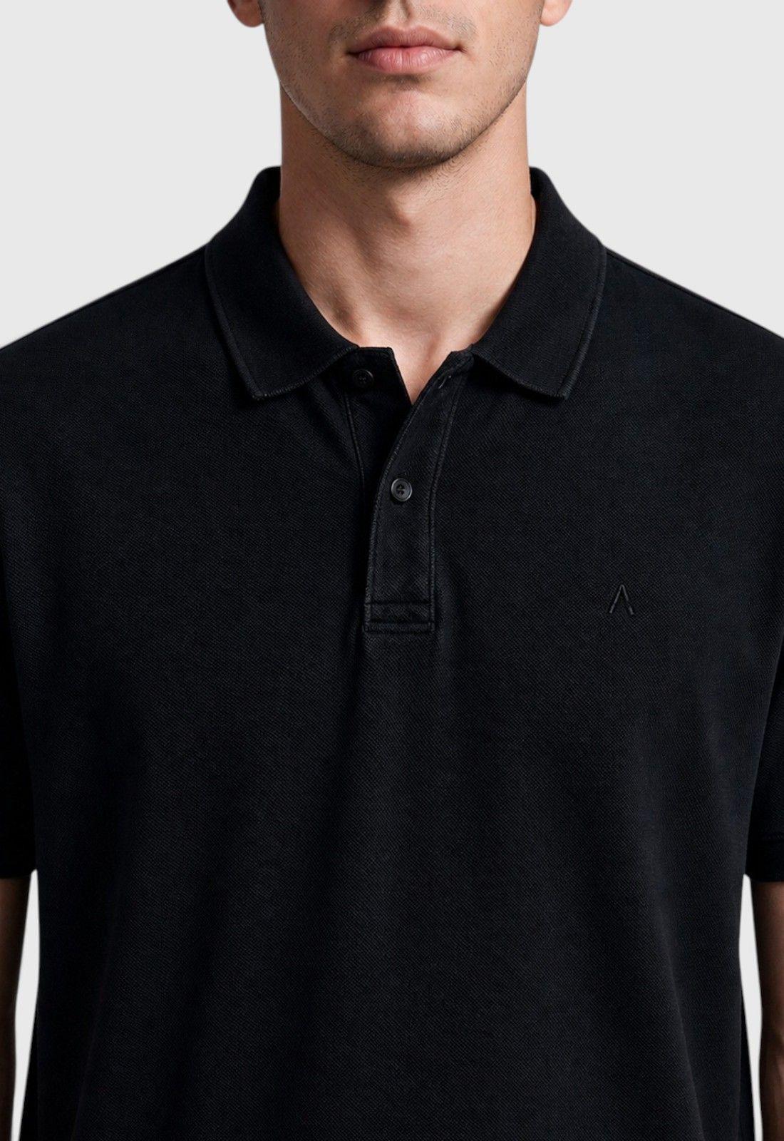 Polera Pique Algodón Negra Black Bubba-4