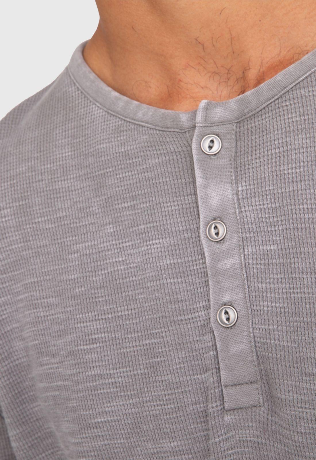 Polera Henley Manga Larga Gris Black Bubba-3