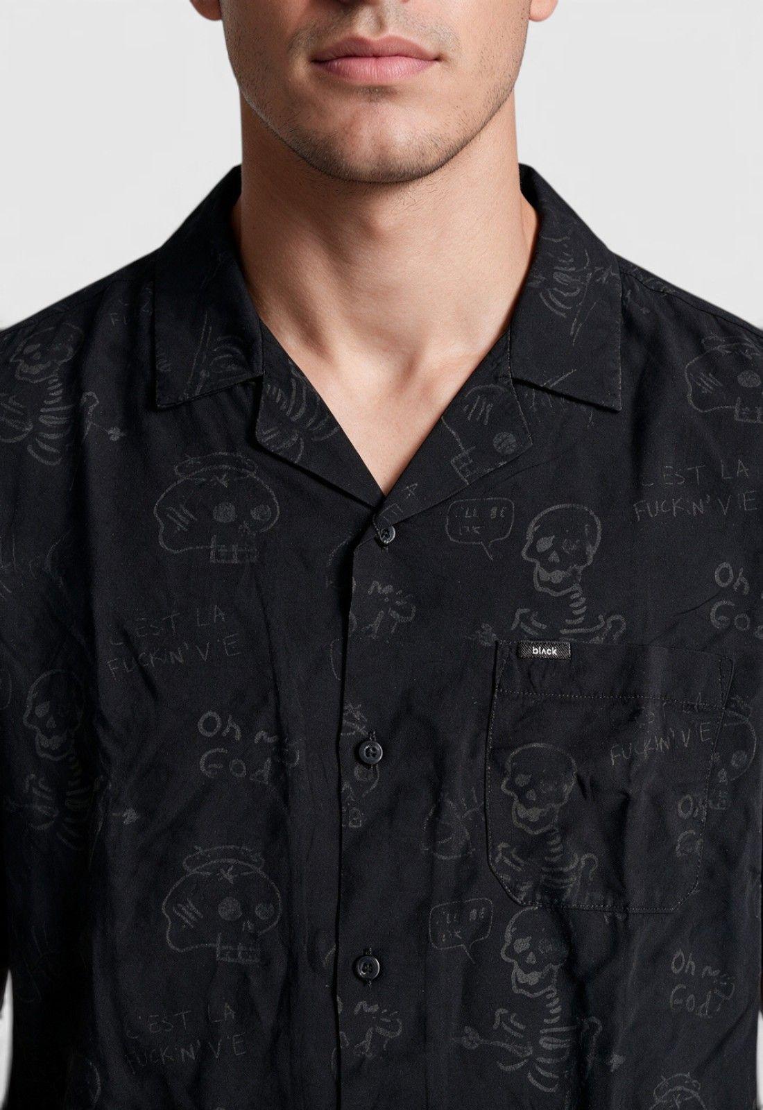 Camisa Viscosa Fear Negro Black Bubba-3
