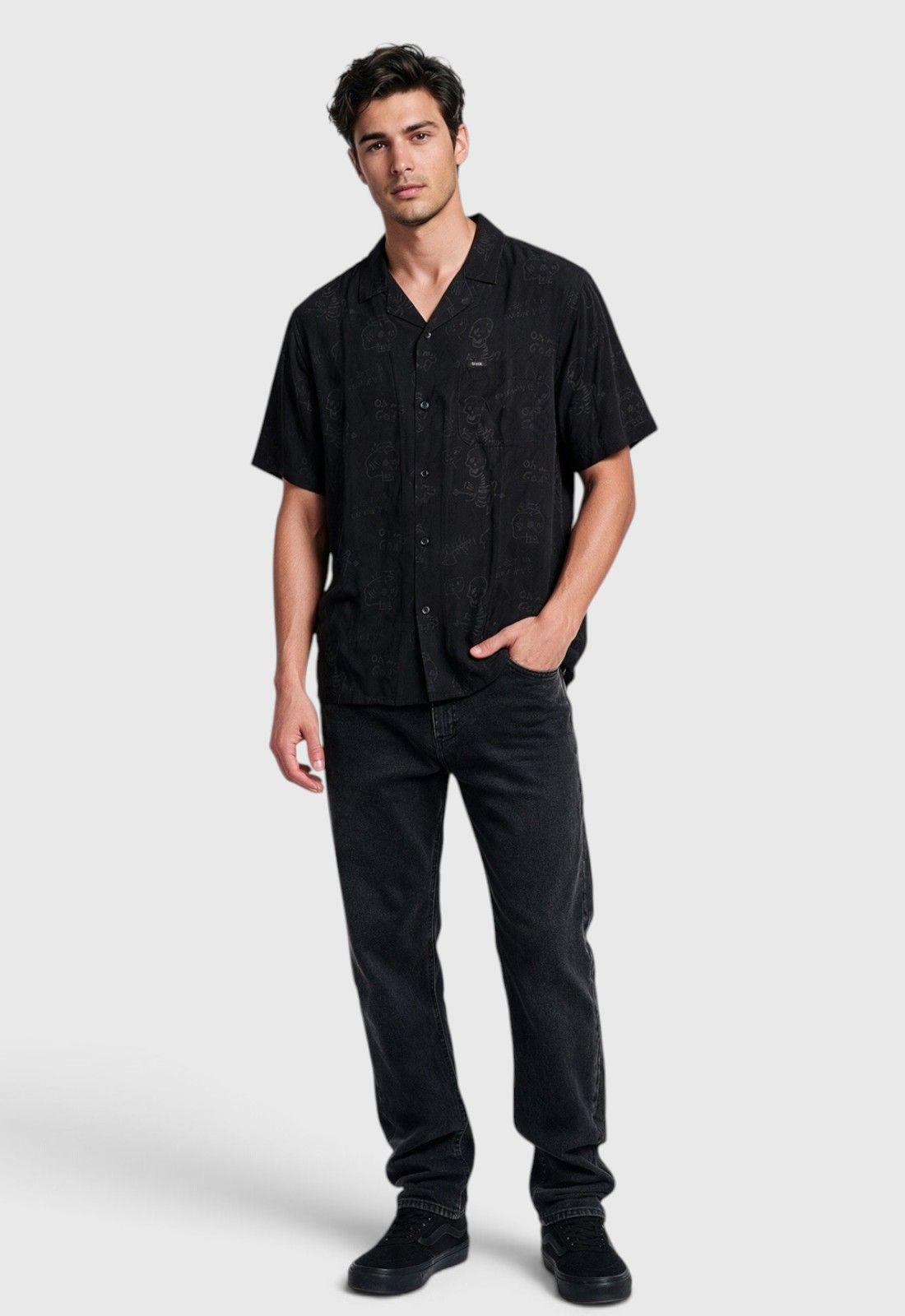 Camisa Viscosa Fear Negro Black Bubba-4