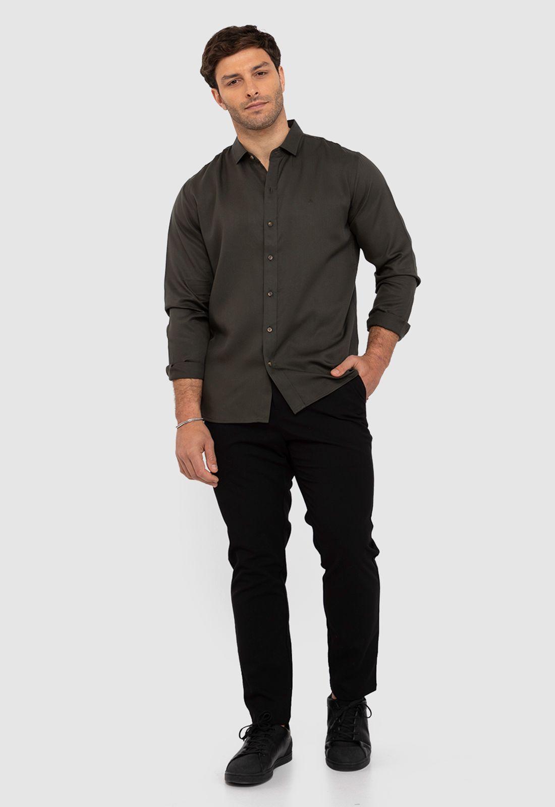 Camisa Soft Manga Larga Dark Green Black Bubba-5