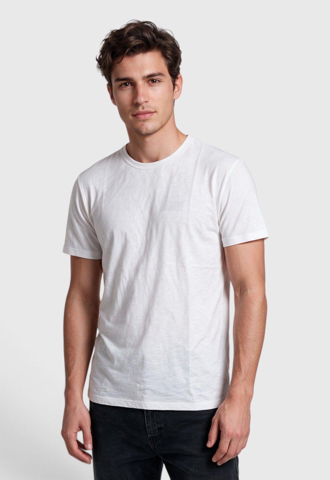 Polera Slub Cotton Manga Corta Blanca Black Bubba-0
