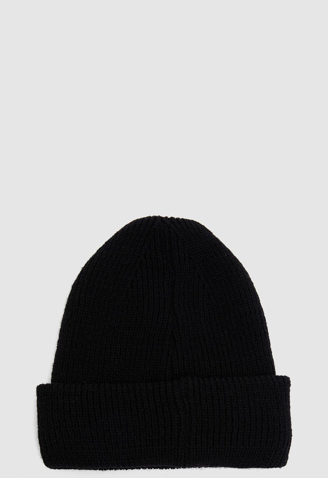 Beanie Logo Patch Black Black Bubba-2