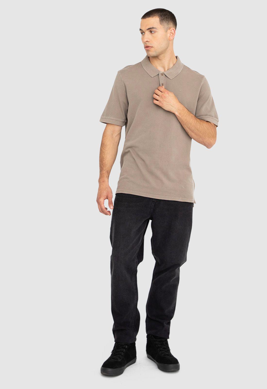 Polera Polo Pique Cafe Claro Black Bubba-4