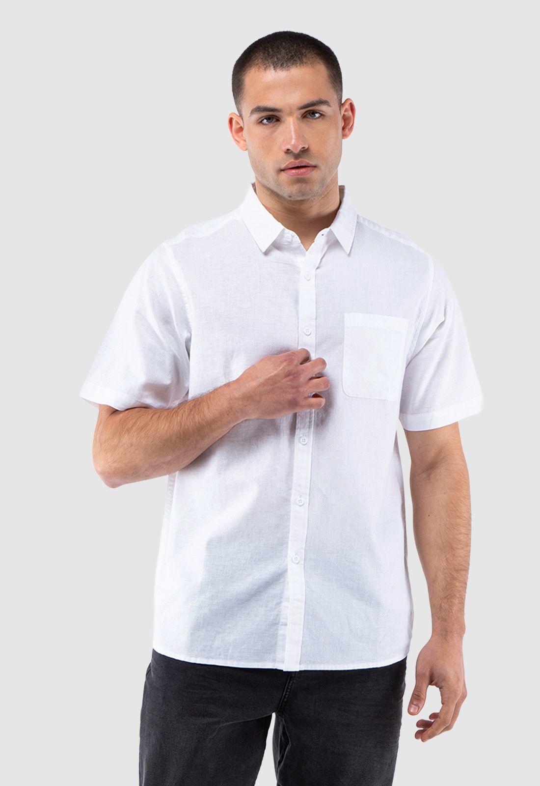 Camisa Manga Corta Lino Blanca Black Bubba-1