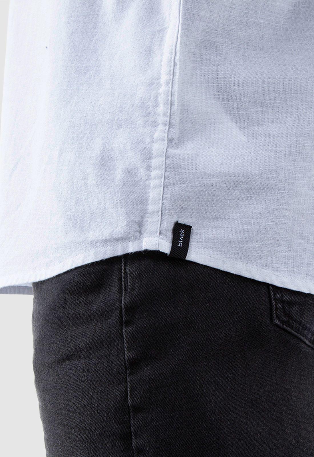 Camisa Manga Corta Lino Blanca Black Bubba-5