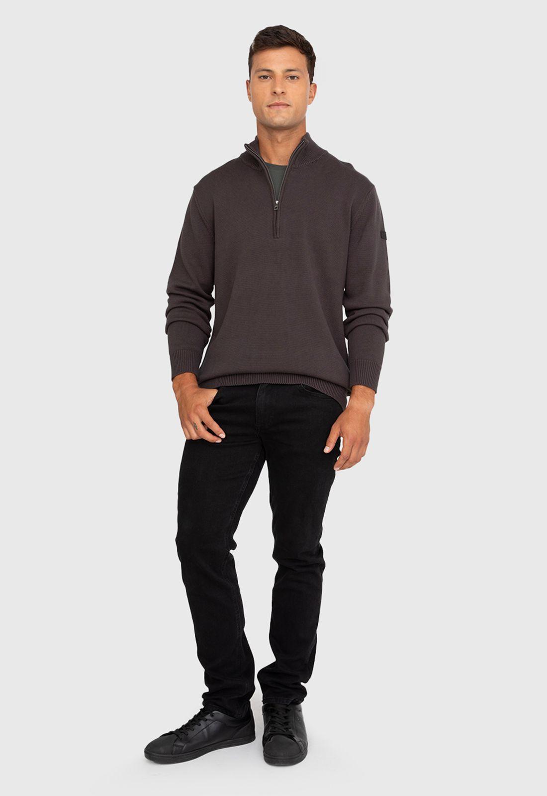 Chaleco Half Zipper Mokka Black Bubba-4