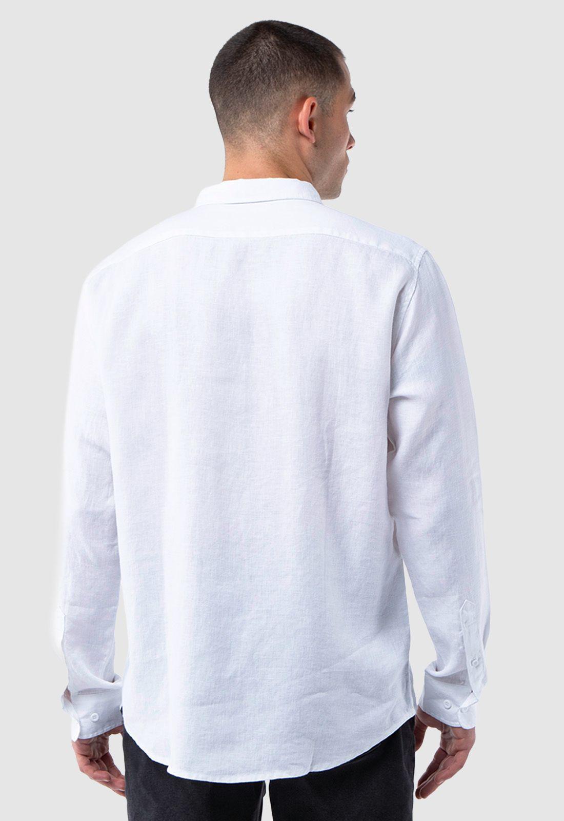 Camisa Manga Larga Lino White Black Bubba-2