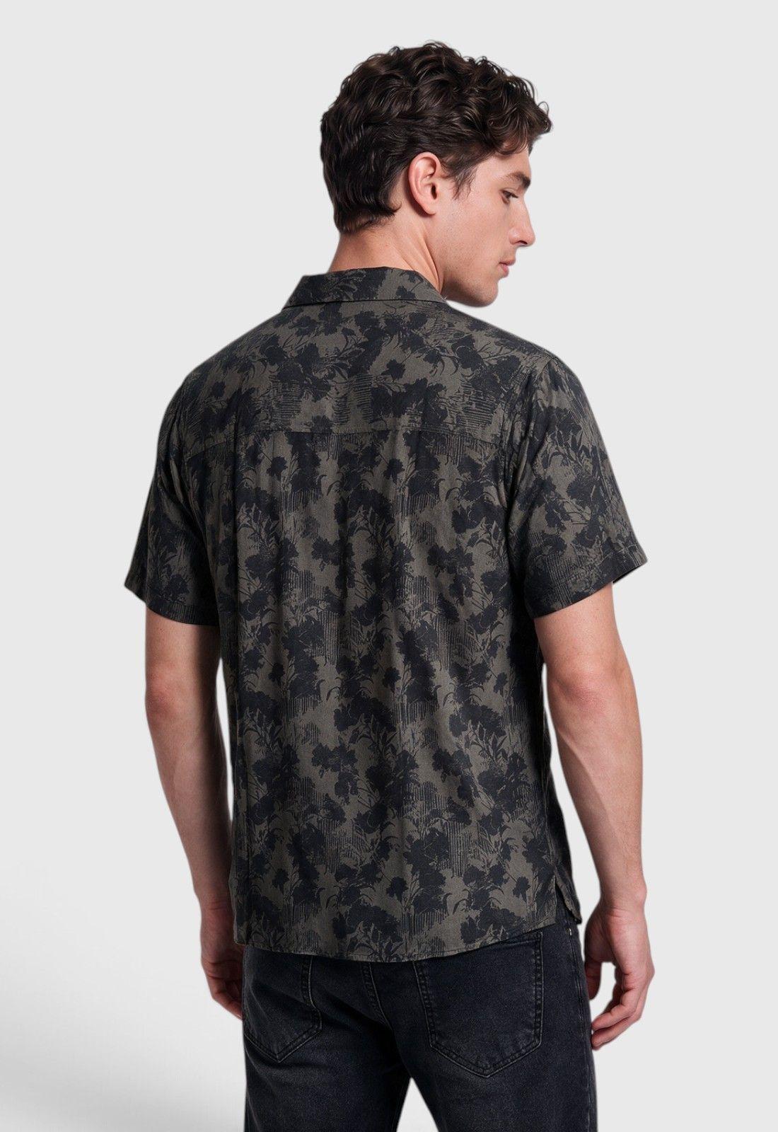 Camisa Viscosa Zebra Print Gris Oscuro Black Bubba-1