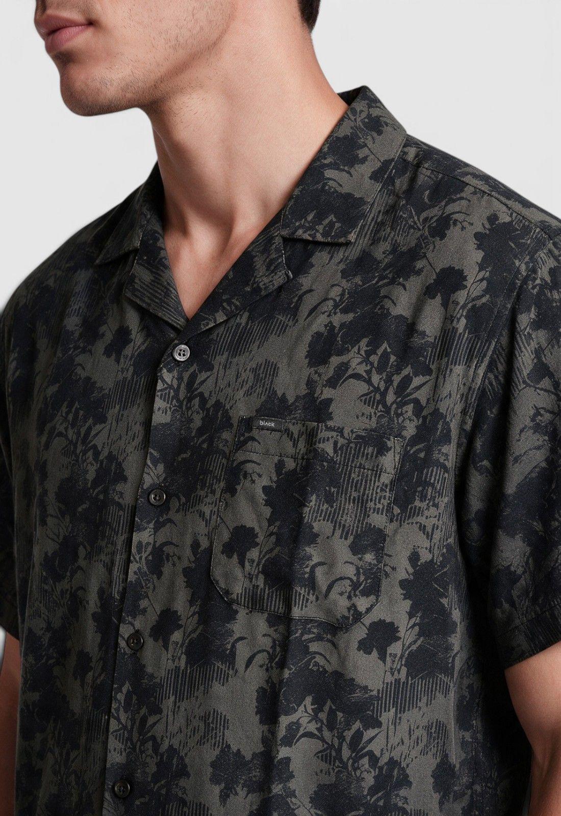 Camisa Viscosa Zebra Print Gris Oscuro Black Bubba-2