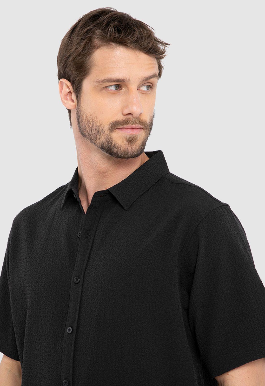 Camisa Wrinkle Manga Corta Negro Black Bubba-2