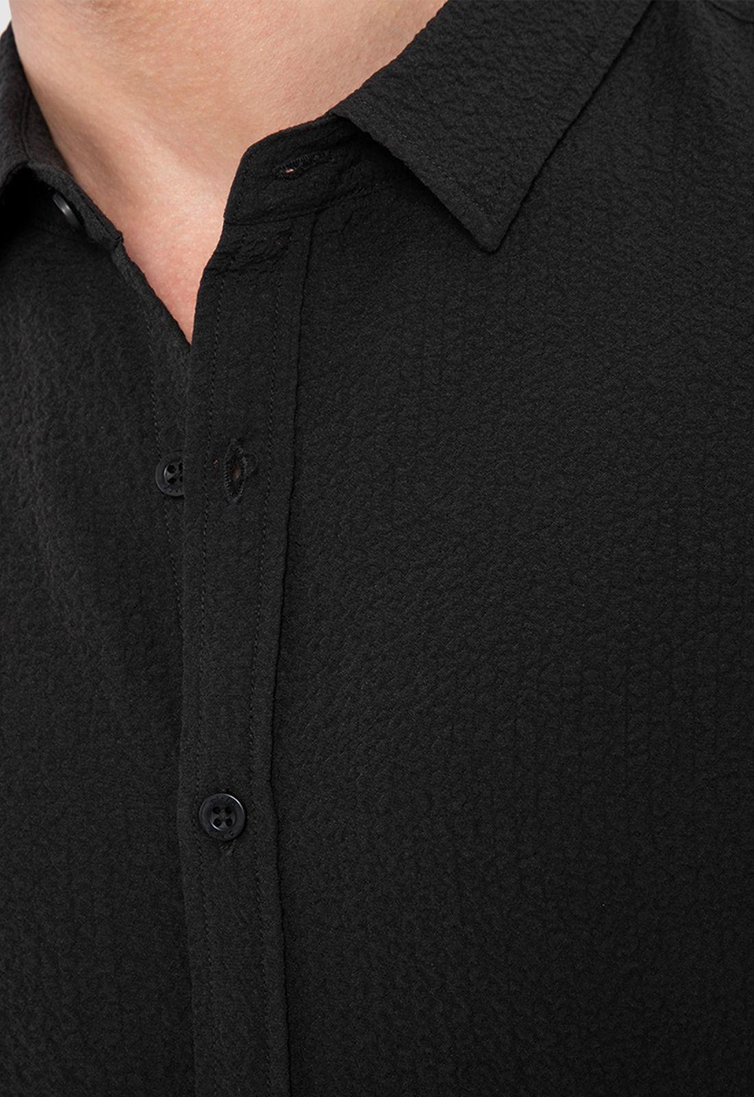 Camisa Wrinkle Manga Corta Negro Black Bubba-3