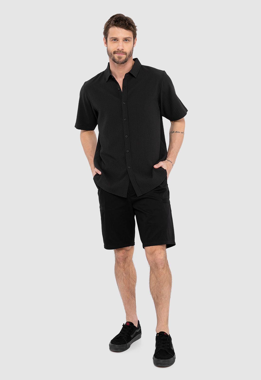Camisa Wrinkle Manga Corta Negro Black Bubba-5