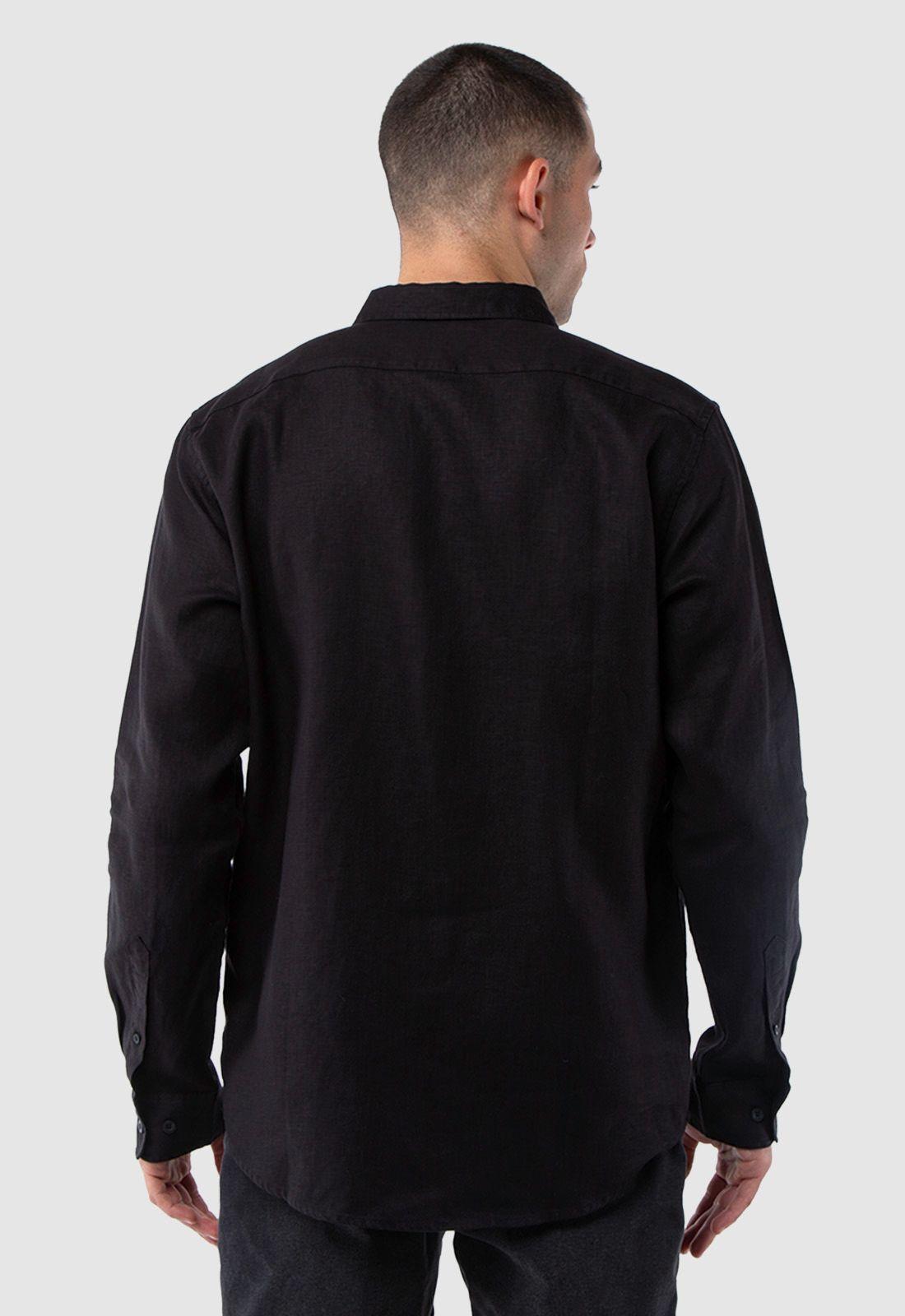 Camisa Manga Larga Lino Black Black Bubba-2