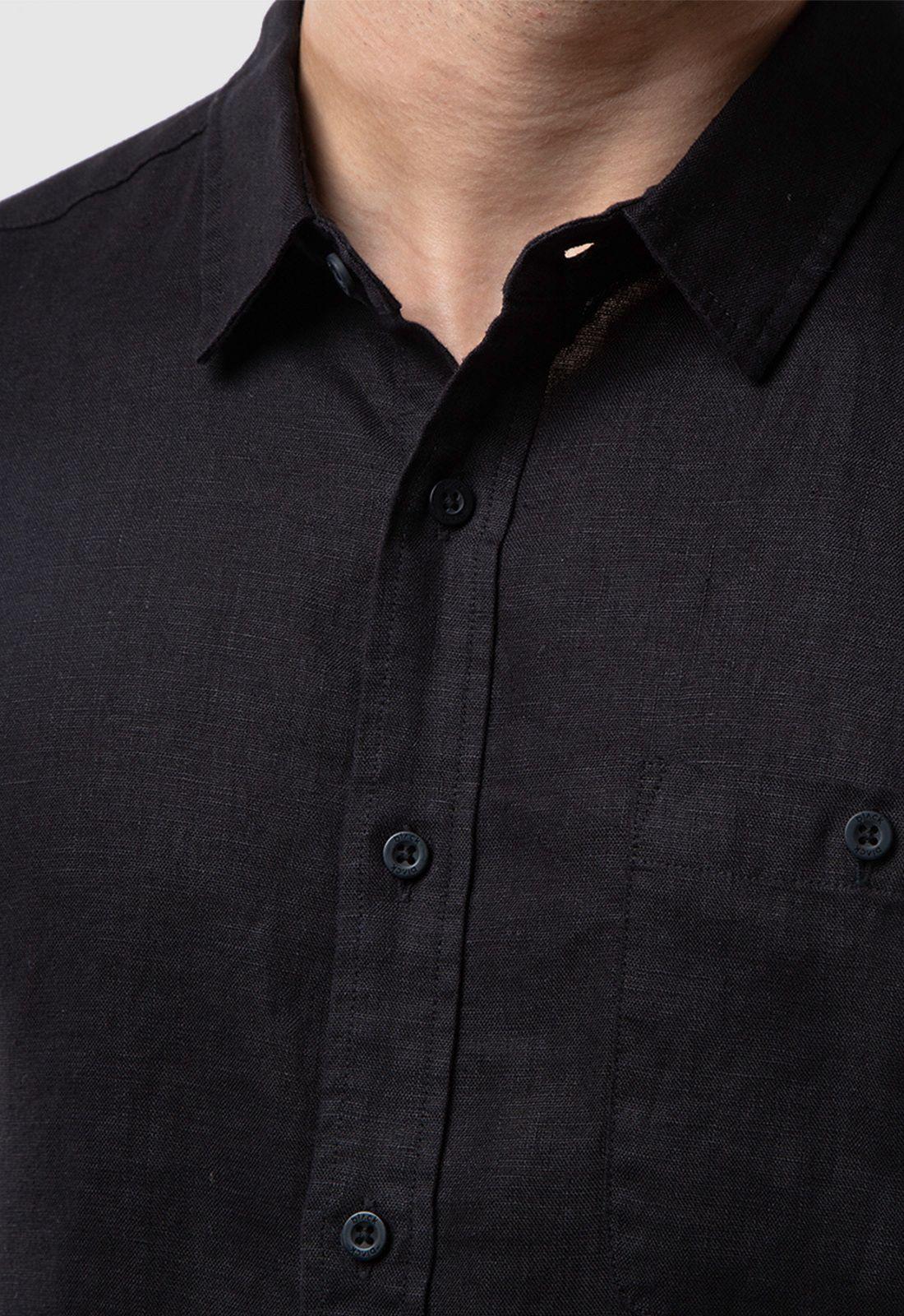 Camisa Manga Larga Lino Black Black Bubba-4