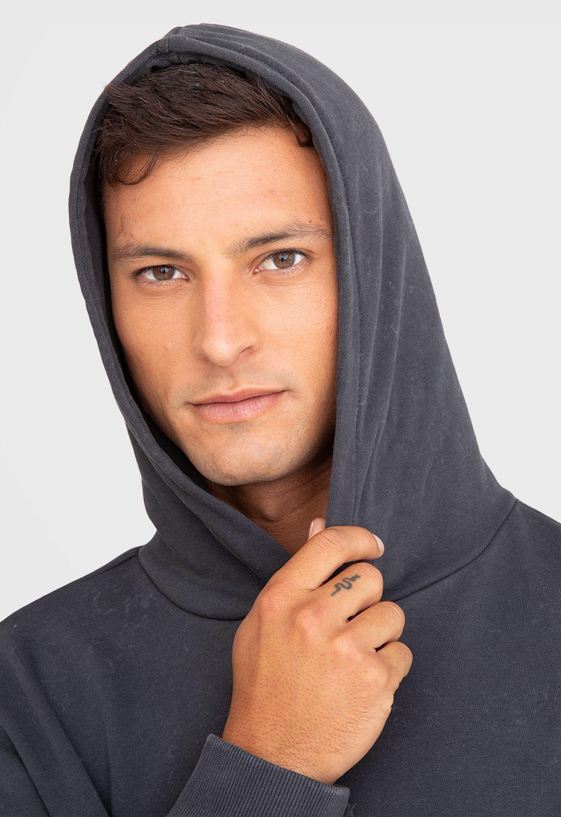Poleron Hoddie Black In Black Gris Oscuro Black Bubba-3