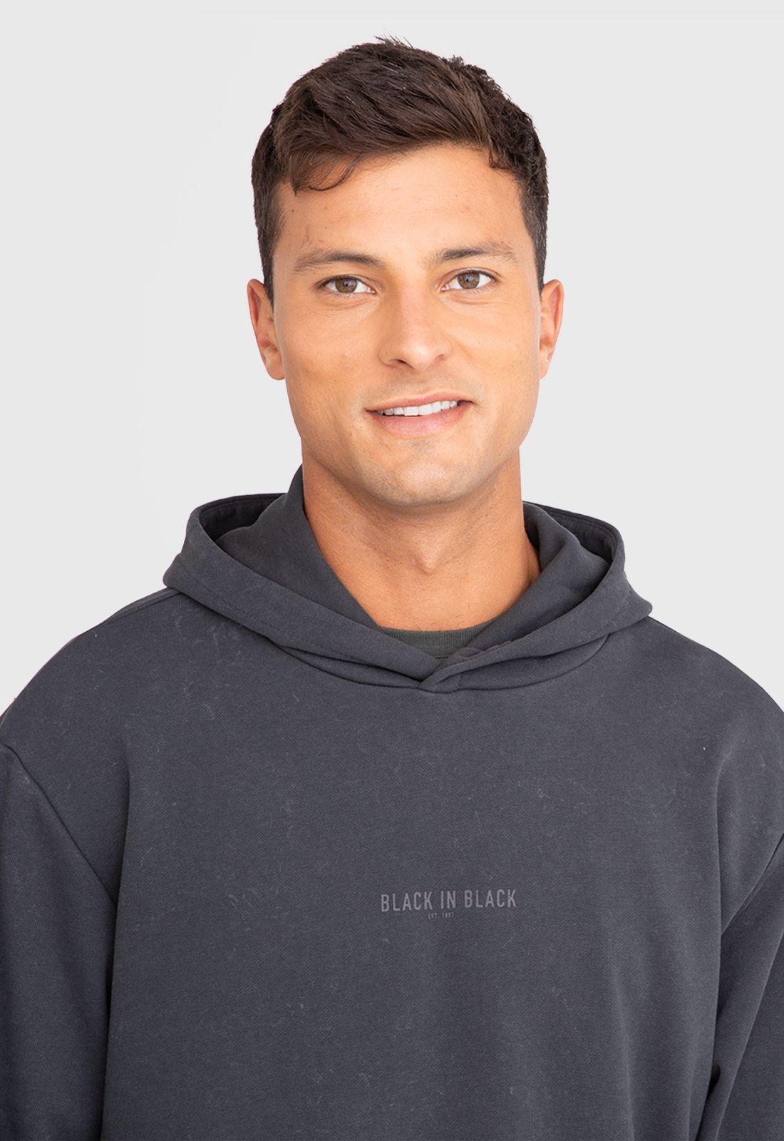 Poleron Hoddie Black In Black Gris Oscuro Black Bubba-4