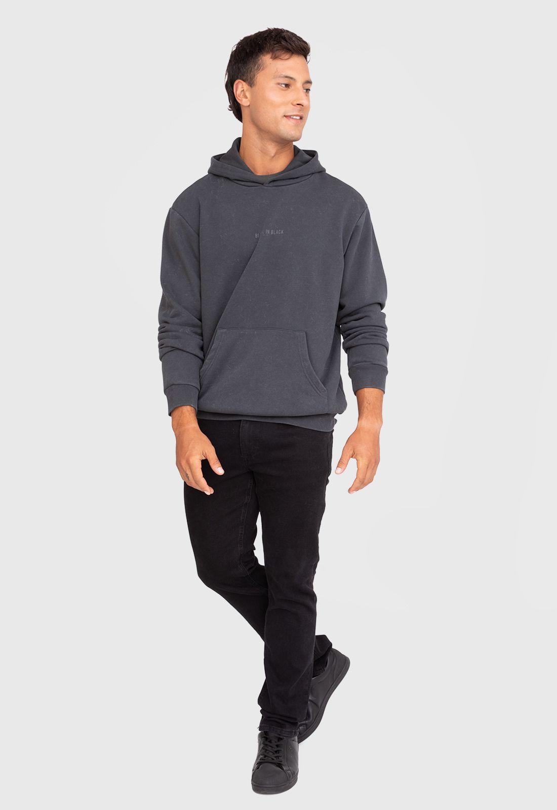 Poleron Hoddie Black In Black Gris Oscuro Black Bubba-7