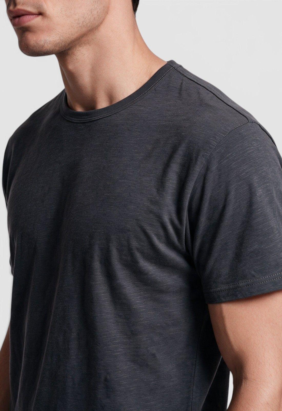 Polera Slub Cotton Manga Corta Gris Marengo Black Bubba-2