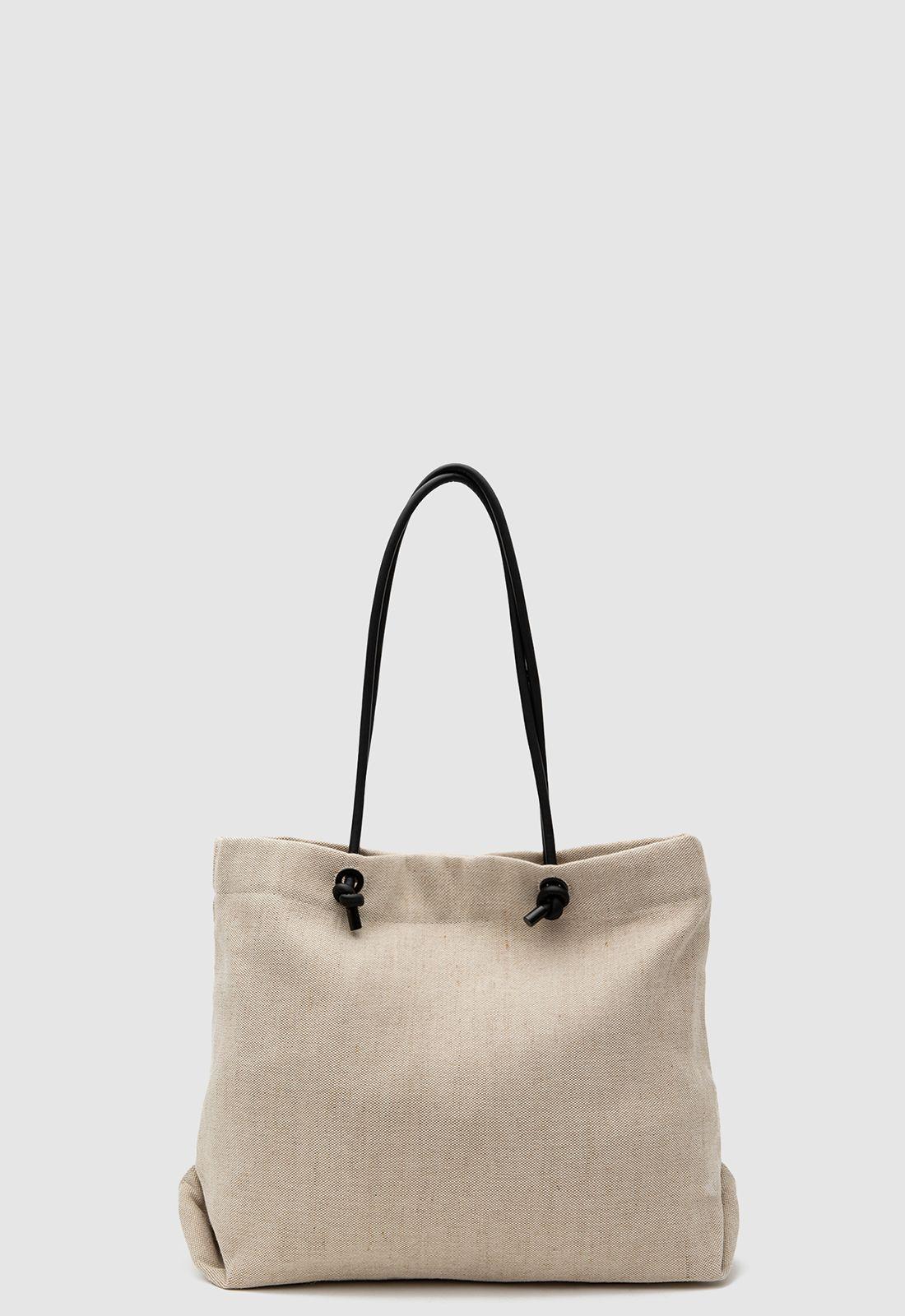 Tote Linen Beige Black Bubba-2