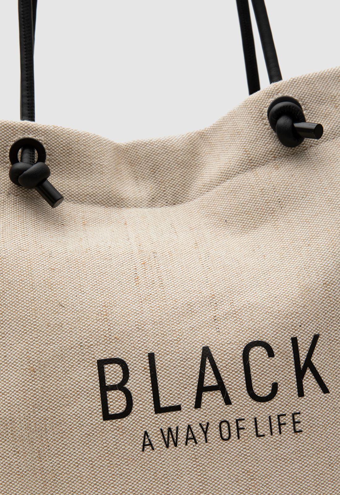 Tote Linen Beige Black Bubba-3