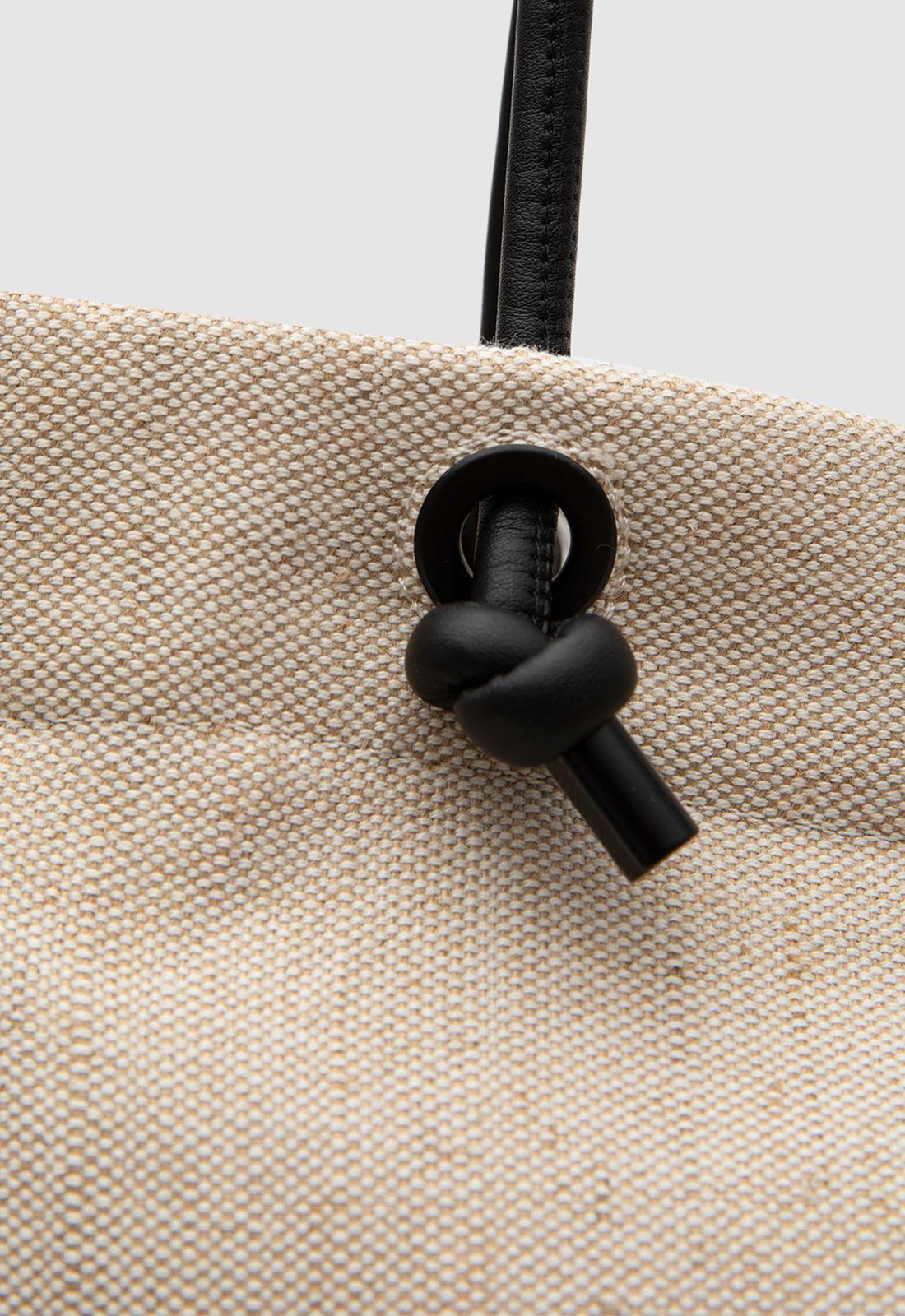 Tote Linen Beige Black Bubba-4
