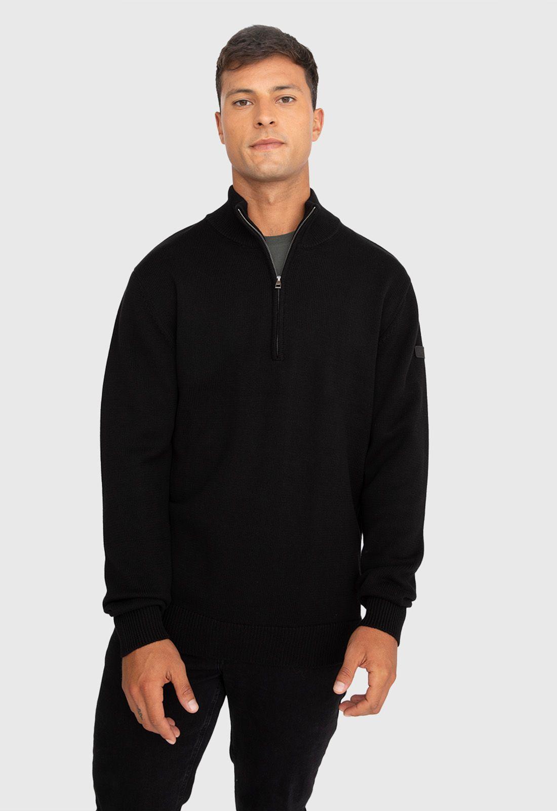 Chaleco Half Zipper Negro Black Bubba-0