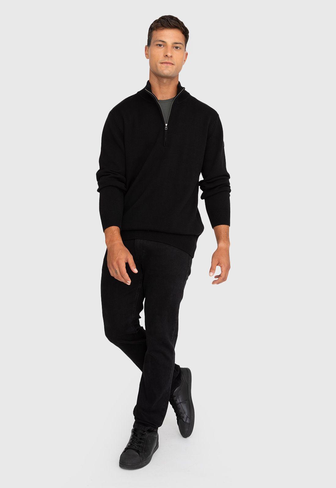 Chaleco Half Zipper Negro Black Bubba-4