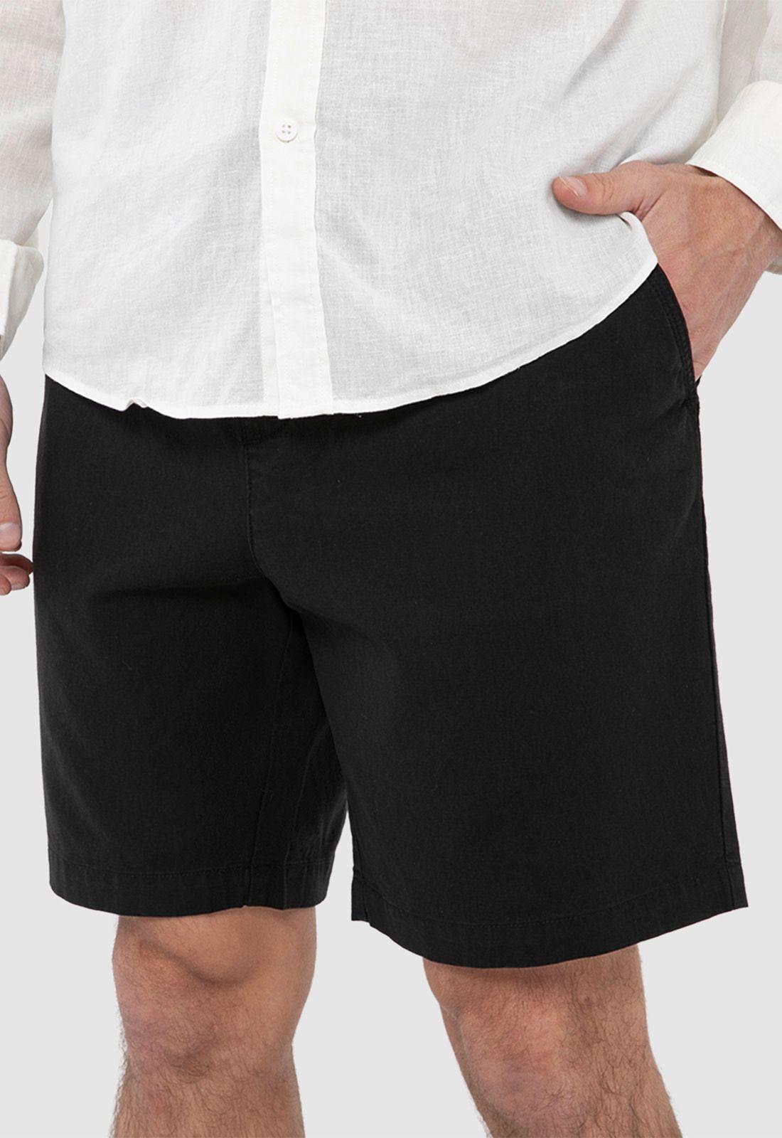 Short Lino Algodón Negro Black Bubba-0