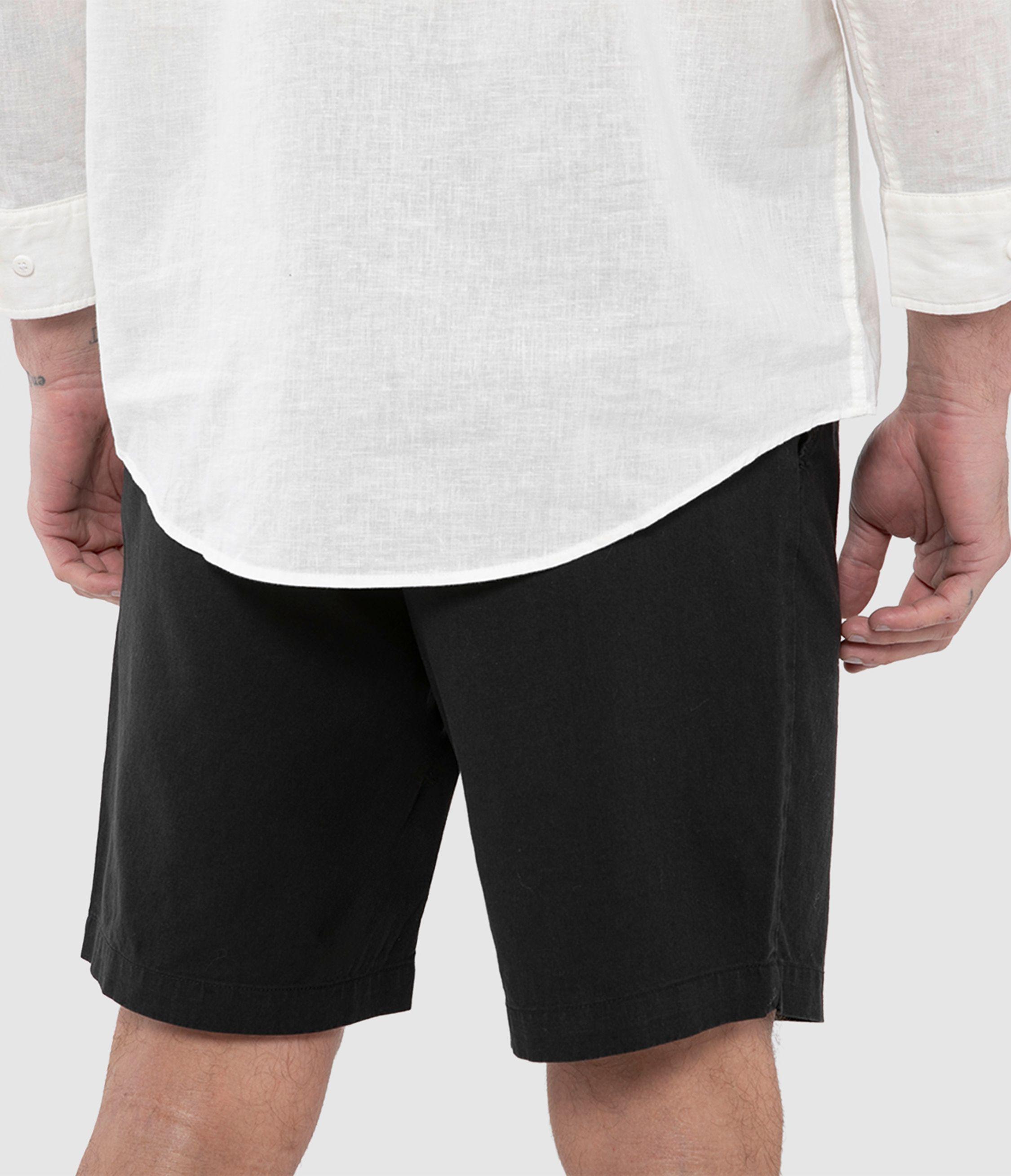 Short Lino Algodón Negro Black Bubba-2