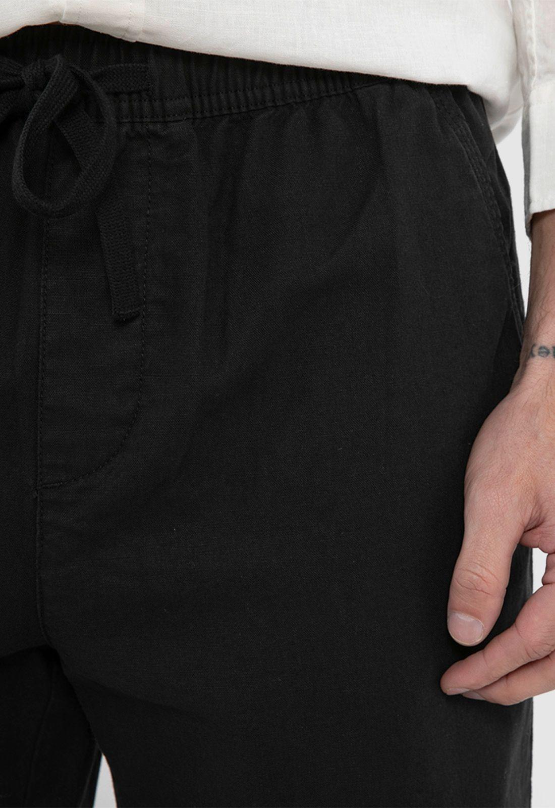 Short Lino Algodón Negro Black Bubba-3