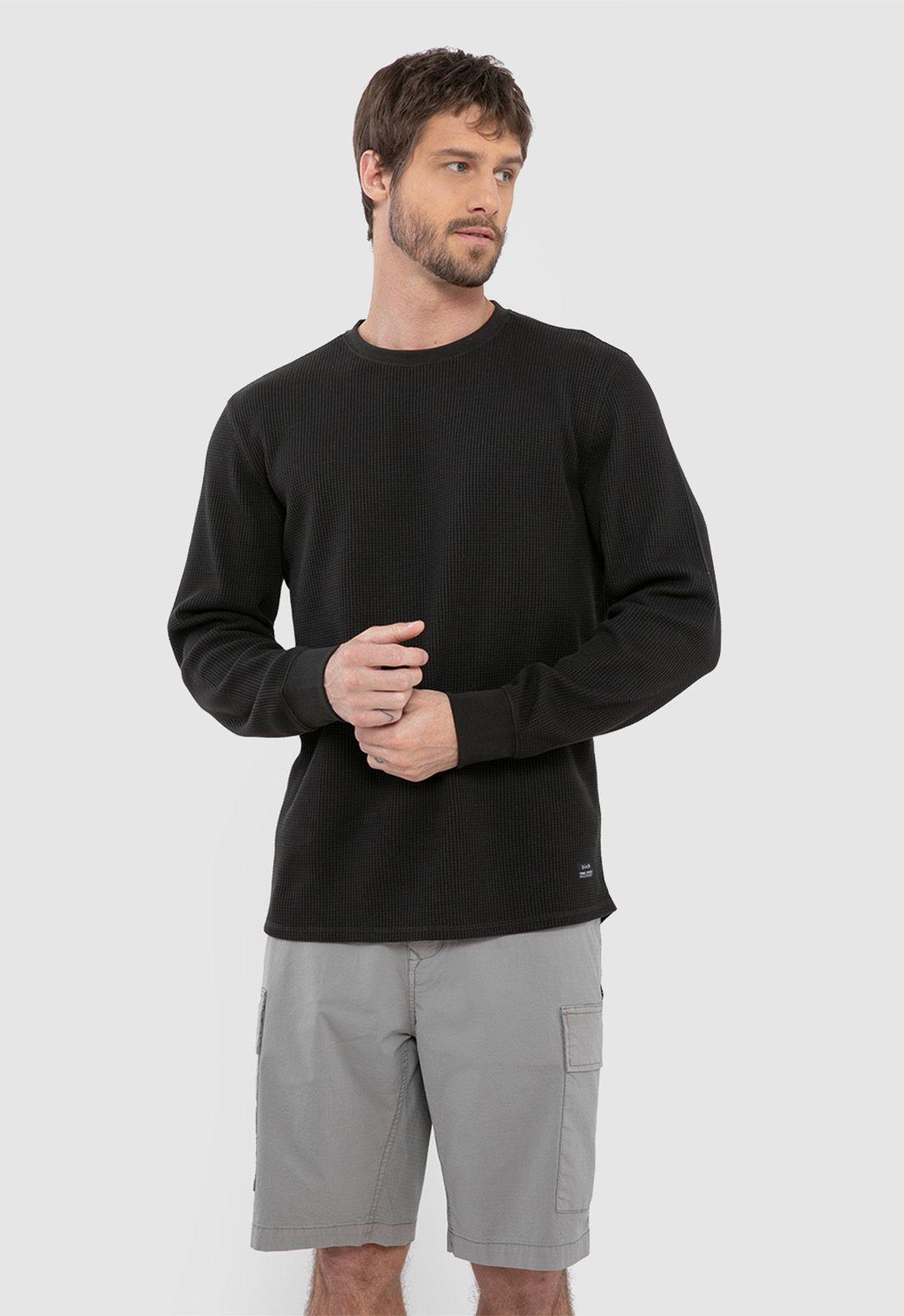 Poleron Crewneck Waffle Summer Coffee Black Bubba-0