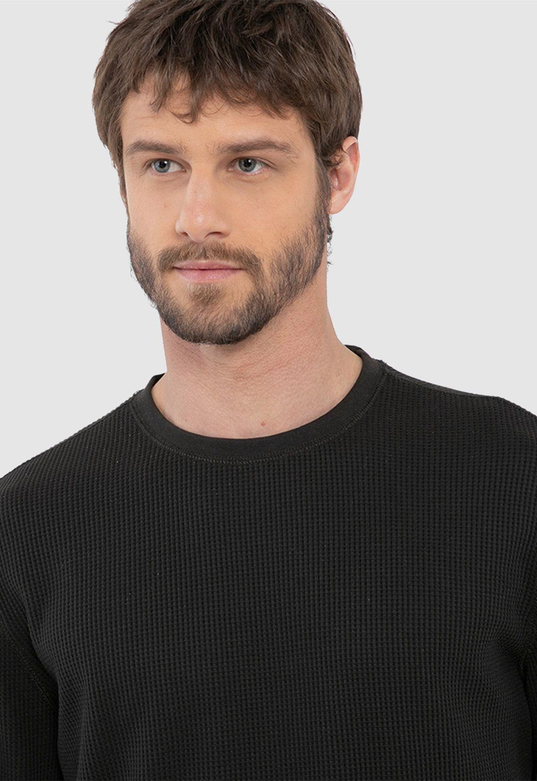 Poleron Crewneck Waffle Summer Coffee Black Bubba-2
