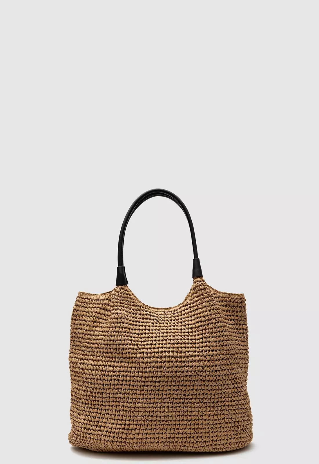Bolso Tote Raffia Camel Black Bubba-2