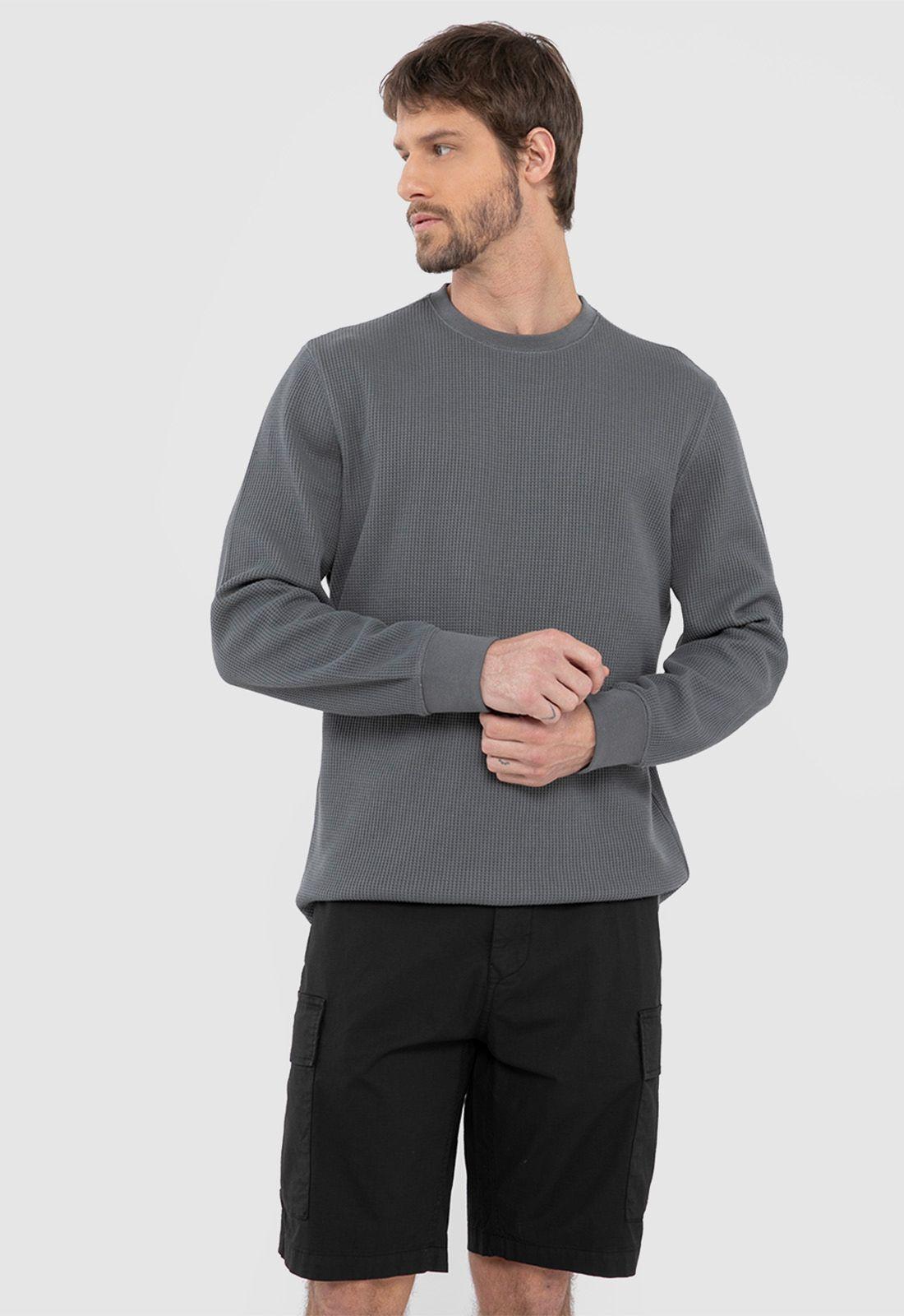 Poleron Crewneck Waffle Summer Grey Black Bubba-0