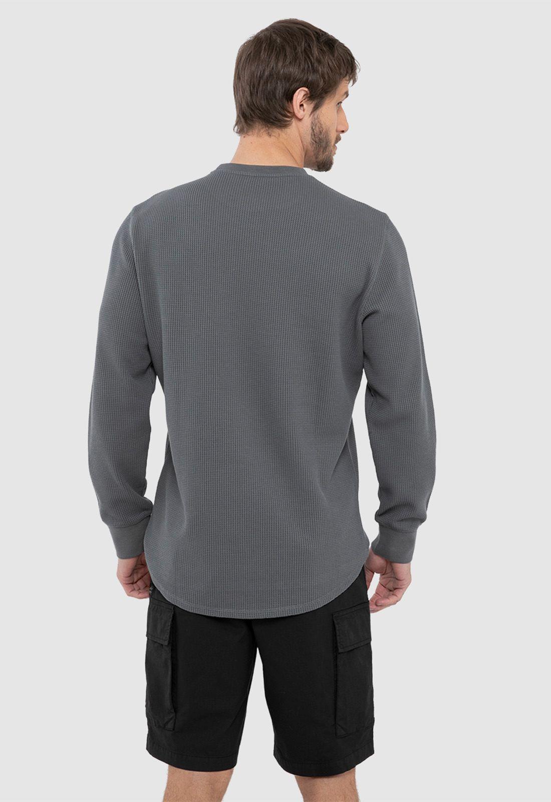 Poleron Crewneck Waffle Summer Grey Black Bubba-1