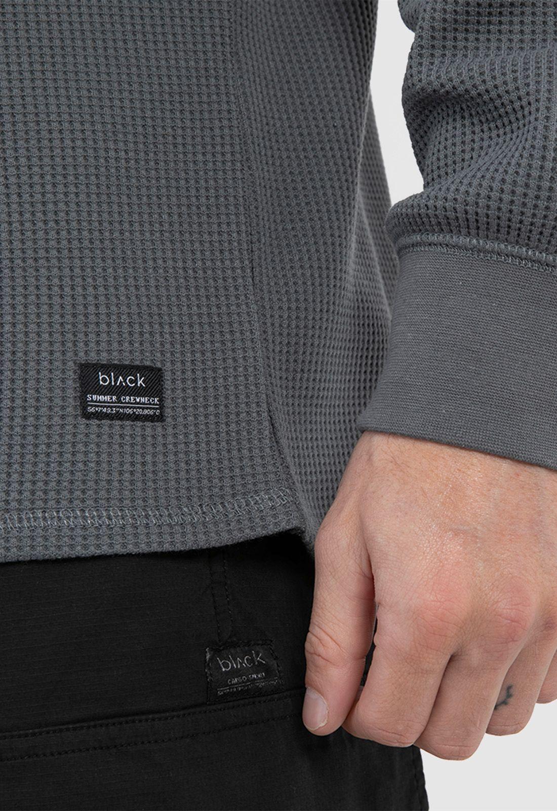 Poleron Crewneck Waffle Summer Grey Black Bubba-3