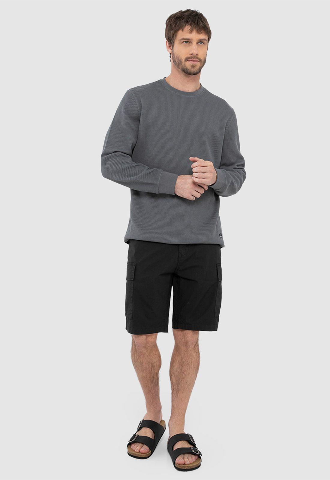 Poleron Crewneck Waffle Summer Grey Black Bubba-4