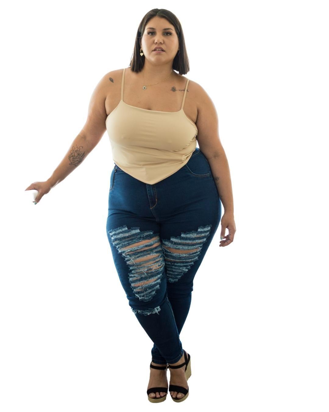 Jeans Azul Rasgado Talla Grande Plus Size talla hasta 60 Push Up-3