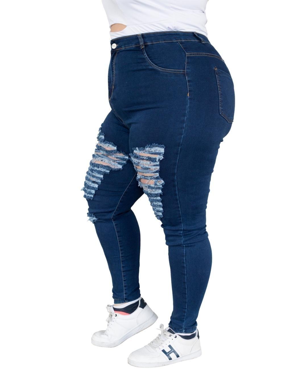 Jeans Azul Rasgado Talla Grande Plus Size talla hasta 60 Push Up-2