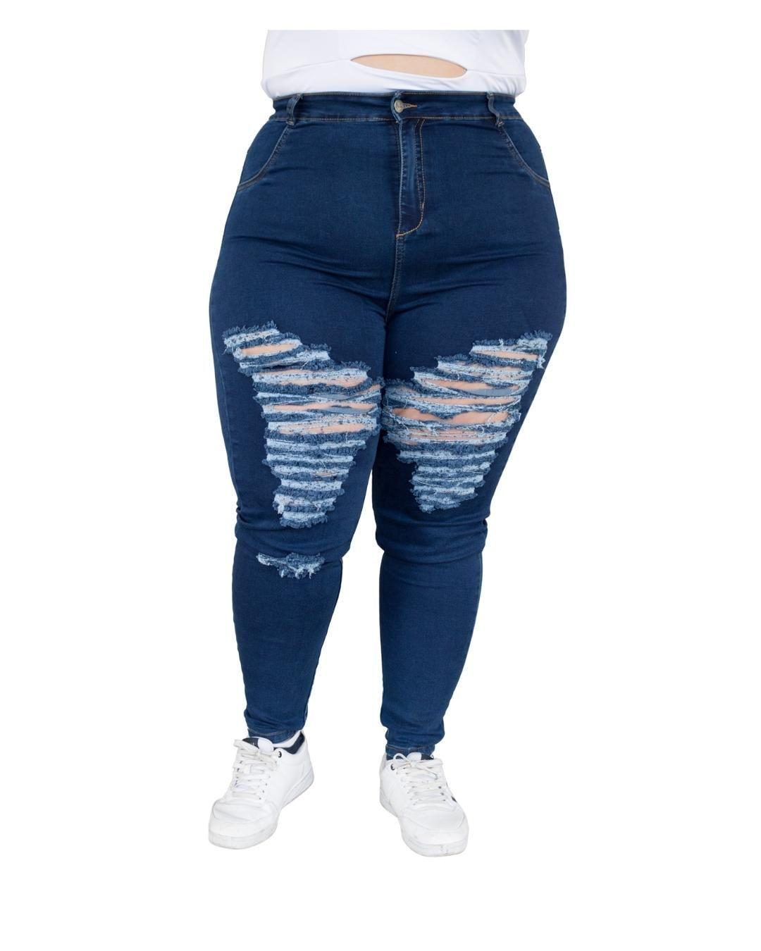 Jeans Azul Rasgado Talla Grande Plus Size talla hasta 60 Push Up-0