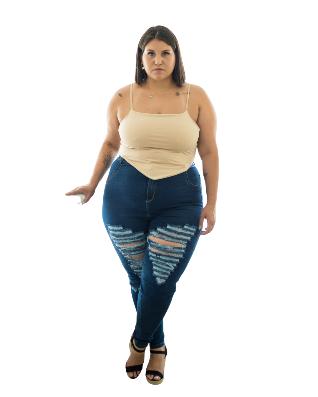 Jeans Azul Rasgado Talla Grande Plus Size talla hasta 60 Push Up-4