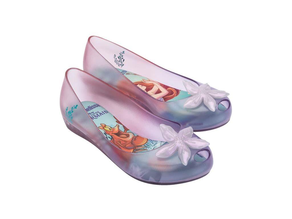 Ballerina Mini Melissa Ultragirl + Little Mermaid II Inf Vidro/Roxo/Rosa-0