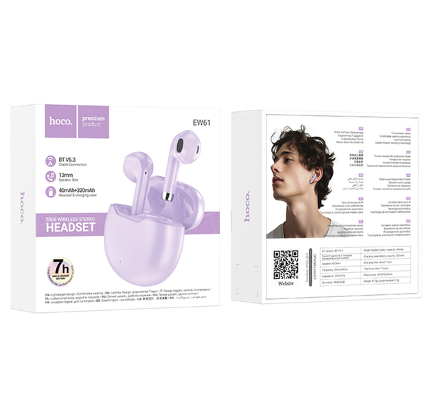 Audifono inalámbrico Hoco EW61 7HRS morado-2