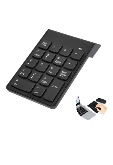 Teclado Numerico Inalambrico 2.4 Ghz Con tecla Retroceso Negro-1