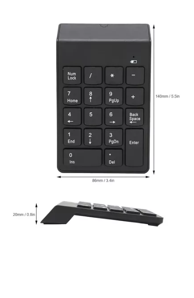 Teclado Numerico Inalambrico 2.4 Ghz Con tecla Retroceso Negro-2