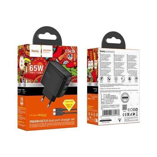 Cargador Carga Rapida Hoco Cs63a 65w Negro-2