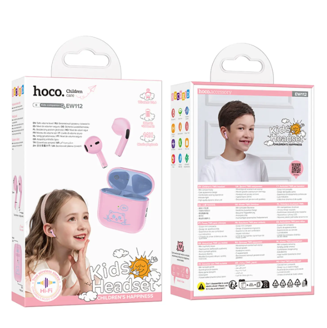 Audífonos inalambrico Niños Hoco EW112 Friendly rosado-3