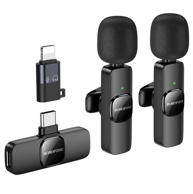 Micrófono inalámbrico de solapa Dual Mic USB-C Y para IP Borofone BFK15-2