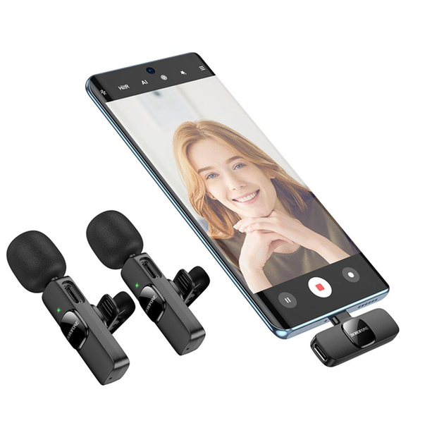 Micrófono inalámbrico de solapa Dual Mic USB-C Y para IP Borofone BFK15-3